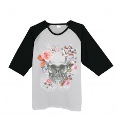 Baseball T-shirt,Middle Sleeves,Round Neck